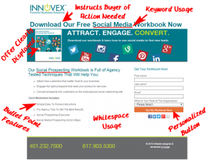 INNOVEX action oriented landing page